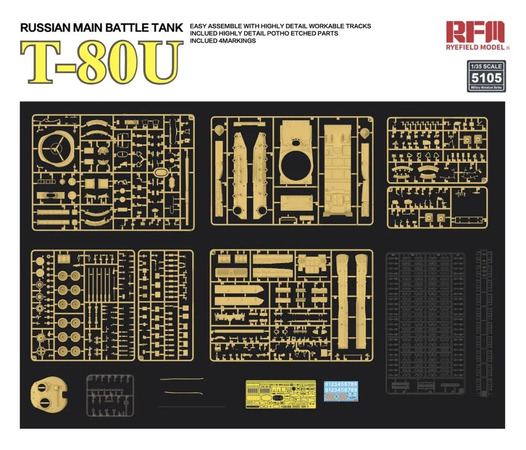 Rye Field Model 5105 Russian Main Battle Tank T-80U 1/35 – obrázek 7