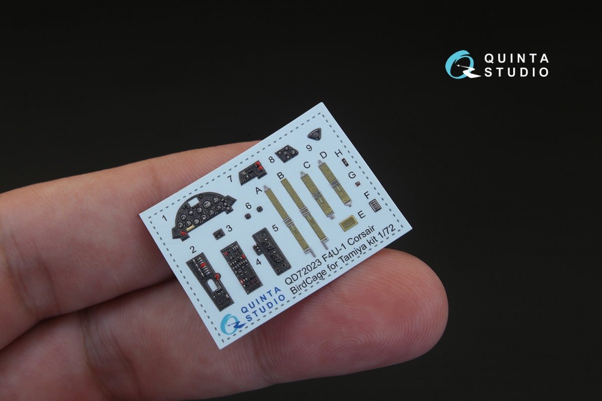 Quinta Studio QD72023 F4U-1 Corsair (Bird cage) 3D-Printed &amp;amp; colored Interior on decal paper (for Tamiya kit) 1/72 – imagen 3