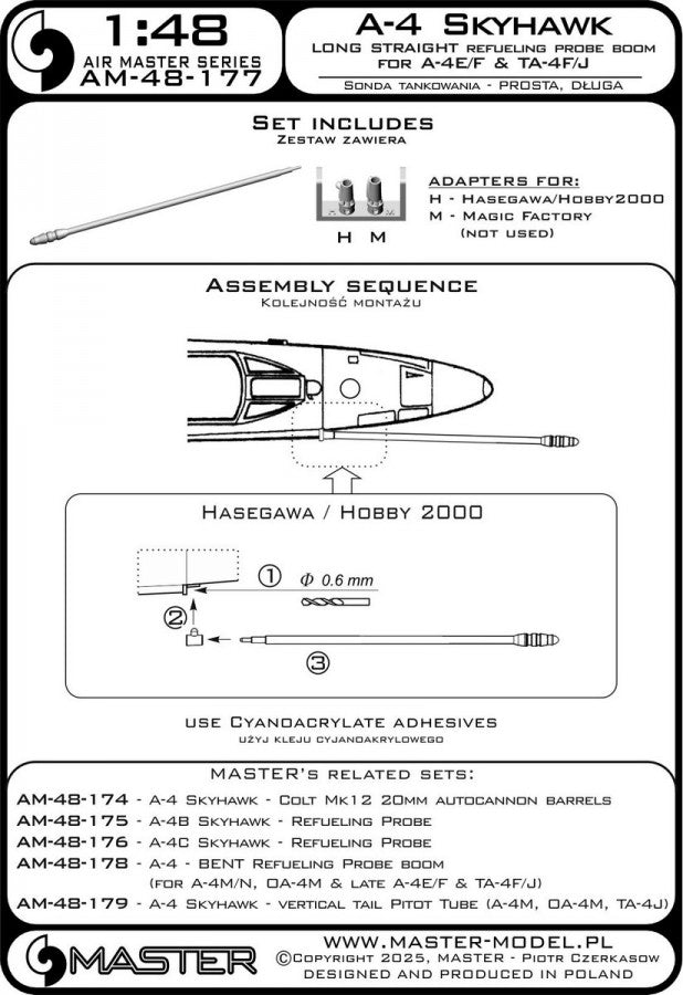 Master AM-48-177 A-4 Skyhawk - LONG, STRAIGHT Refueling Probe Boom (used on A-4E/F &amp;amp; TA-4F/J versions) 1/48 – image 4