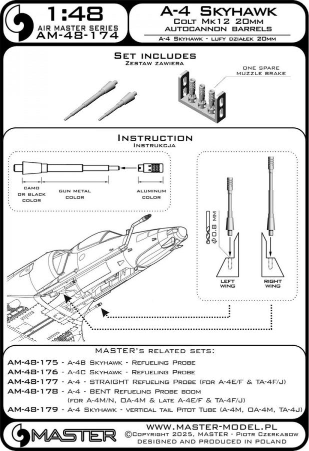 Master AM-48-174 A-4 Skyhawk - lufy działek 20mm Colt Mk12 1/48 – zdjęcie 11
