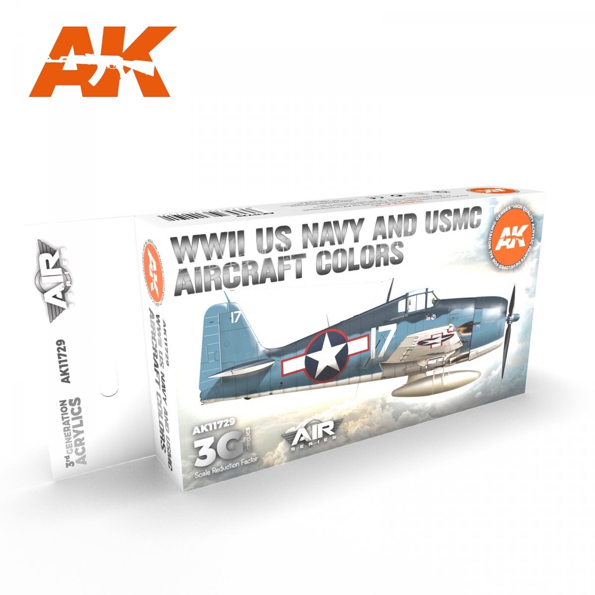 AK Interactive AK11729 Couleurs des avions de l'US Navy et de l'USMC de la Seconde Guerre mondiale 6 x 17 ml