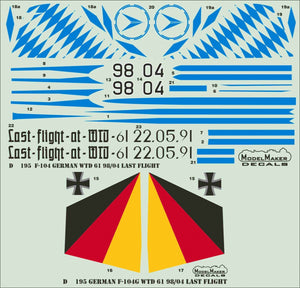 ModelMaker Decals D48195 German F-104 WTD 61 98/04 Last Flight 1/48 – image 2