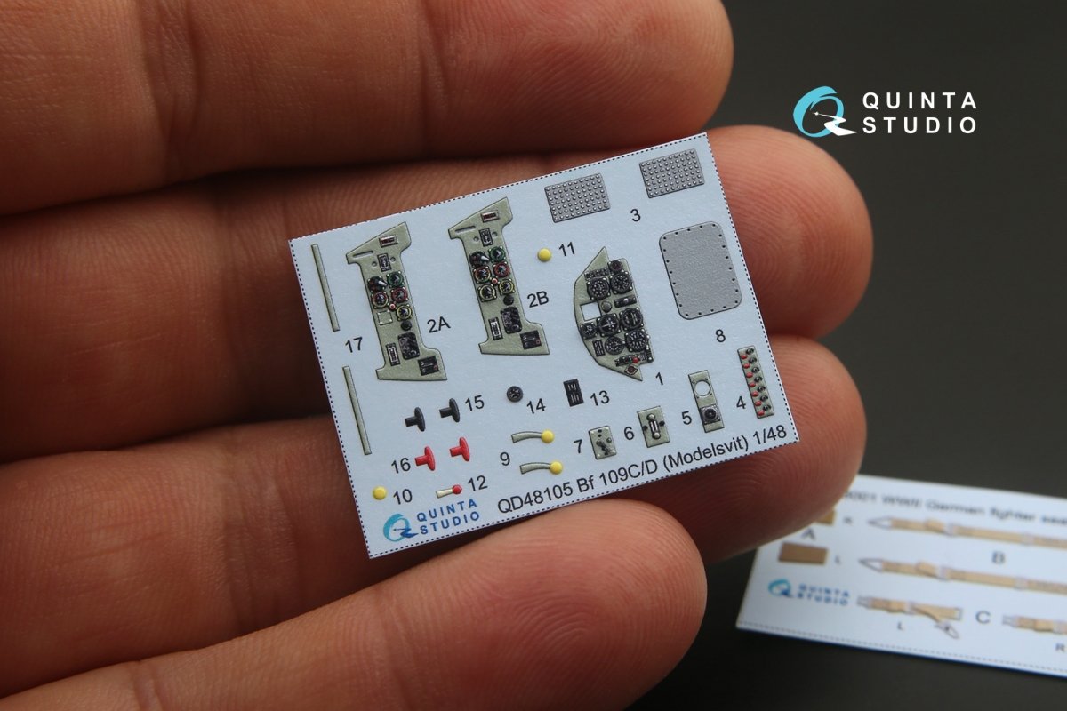 Quinta Studio QD48105 Bf 109C/D 3D-Printed &amp;amp; colored Interior on decal paper (for Modelsvit kit) 1/48 – Bild 4
