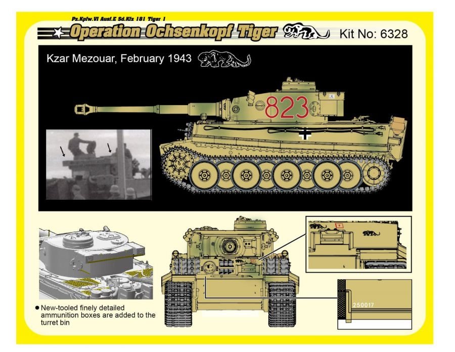 Dragon 6328 WWII German Pz.Kpfw.VI Tiger I Early Production 501 abt Operation Ochsenkopf 1/35 – obrázek 8