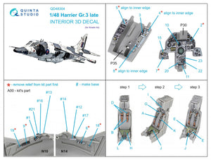 Quinta Studio QD48304 Harrier Gr.3 late 3D-Printed &amp;amp; colored Interior on decal paper (Kinetic) 1/48 – Bild 9