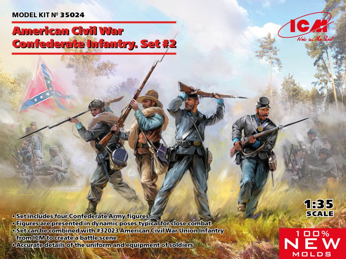 ICM 35024 American Civil War Confederate Infantry 1/35