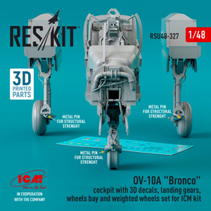 RESKIT RSU48-0327 OV-10A &amp;quot;BRONCO&amp;quot; COCKPIT WITH 3D DECALS, LANDING GEARS, WHEELS BAY AND WEIGHTED WHEELS SET FOR ICM KIT (3D PRINTED) 1/48 – obrázek 2