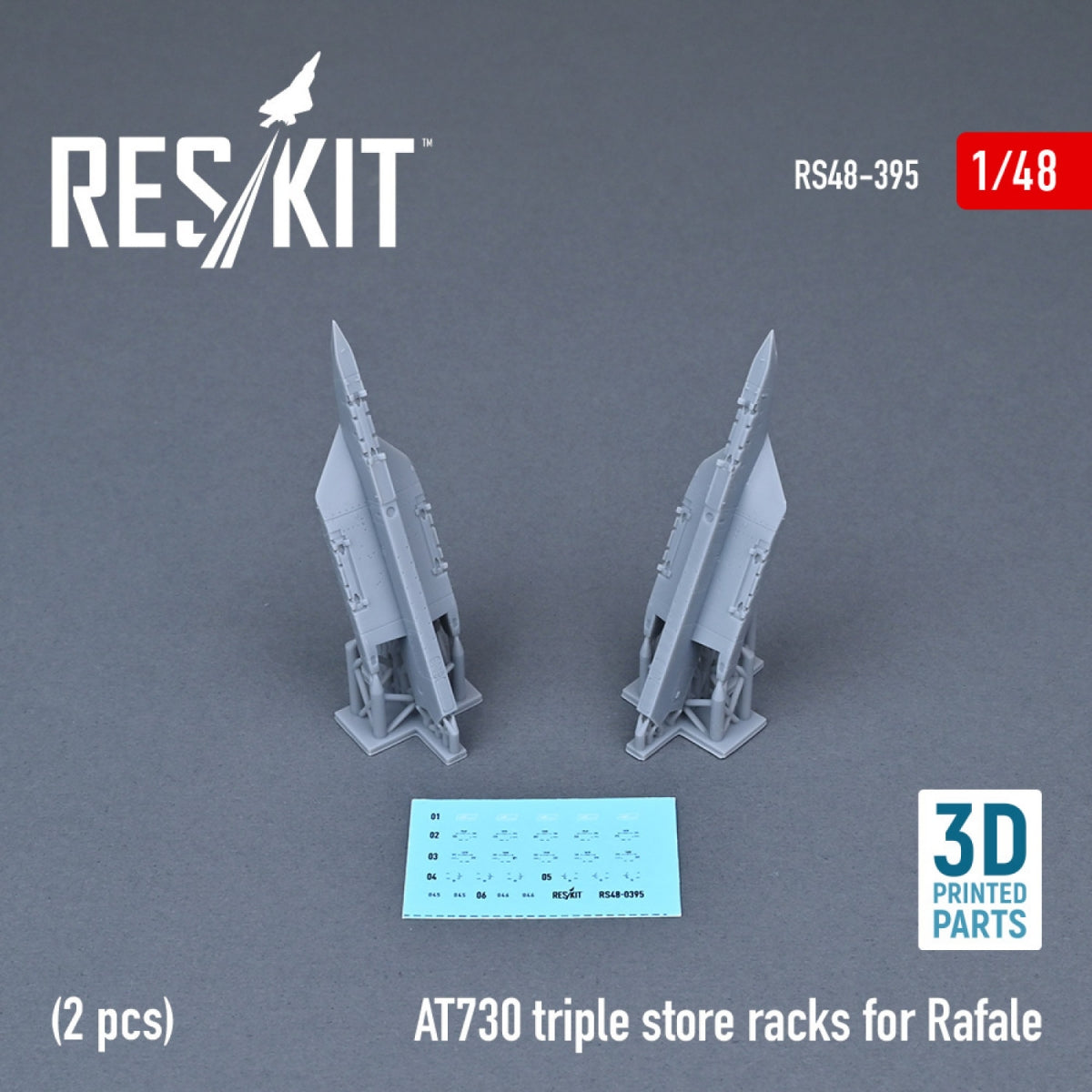 RESKIT RS48-0395 AT730 TRIPLE STORE RACKS FOR RAFALE (2 PCS) (3D PRINTED) 1/48 – Bild 2