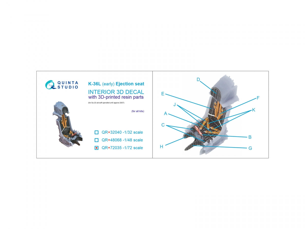 Quinta Studio QR+72035 K-36L (early) ejection seat (for Su-25 aircraft until 2007) (All kits) 1/72 – immagine 7