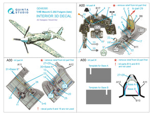 Quinta Studio QD48390 Macchi C.202 Folgore Late 3D-Printed &amp;amp; colored Interior on decal paper (Hasegawa/Eduard) 1/48 – immagine 2