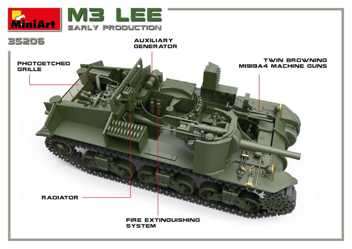 Miniart 35206 M3 Lee early prod. w/interior 1/35 – obrázek 4