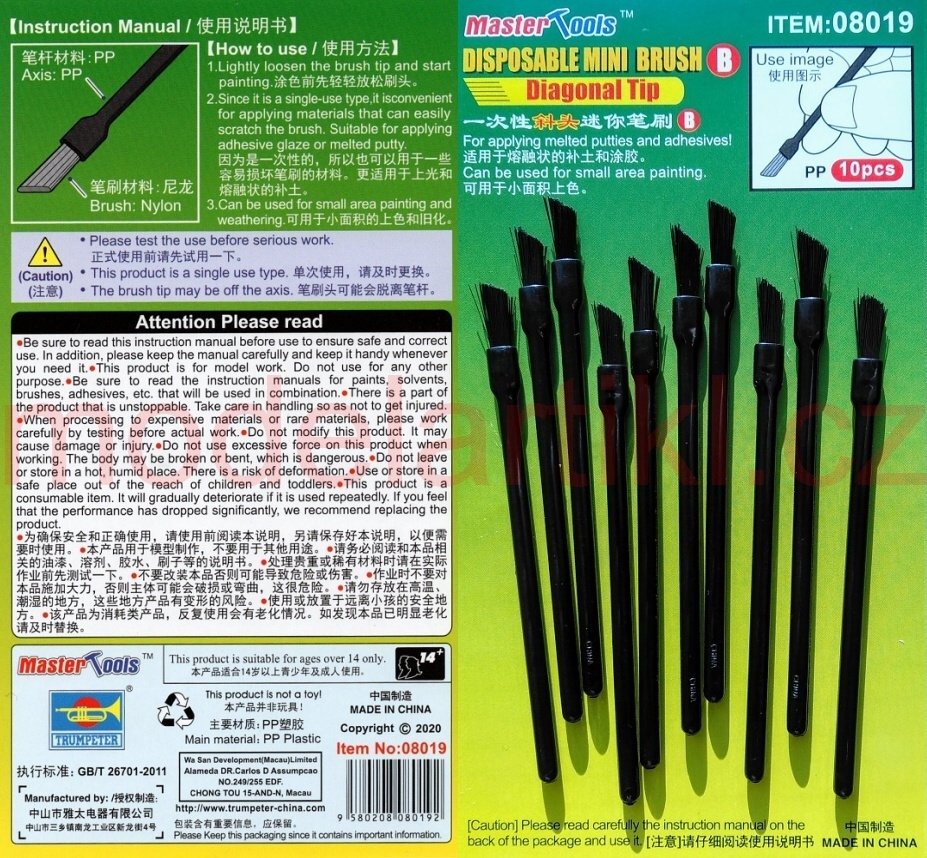 Trumpeter 08019 Disposable Mini Diagonal Brush (10 pcs) – image 2