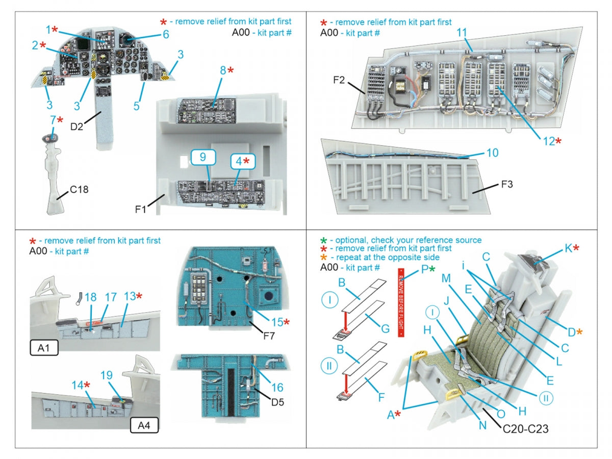 Quinta Studio QD48597 F-15A/F-15C Early/F-15J Early 3D-Printed & coloured Interior on decal paper (Hasegawa) 1/48