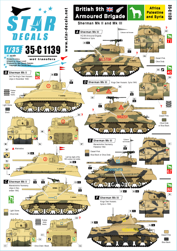 Star Decals 35-C1139 British 9th Armored Brigade 1/35