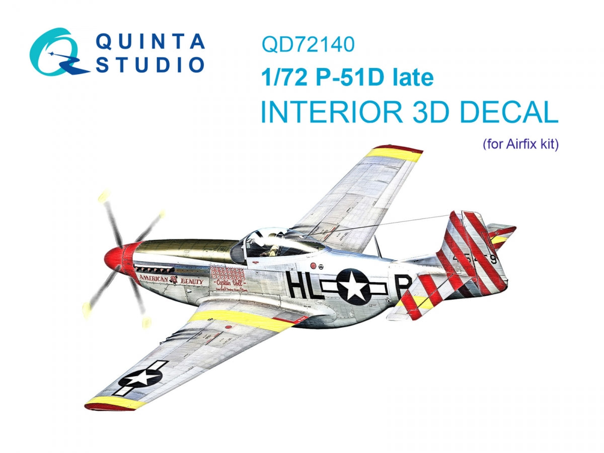 Quinta Studio QD72140 P-51D late 3D-Printed colored Interior on decal paper (Airfix) 1/72