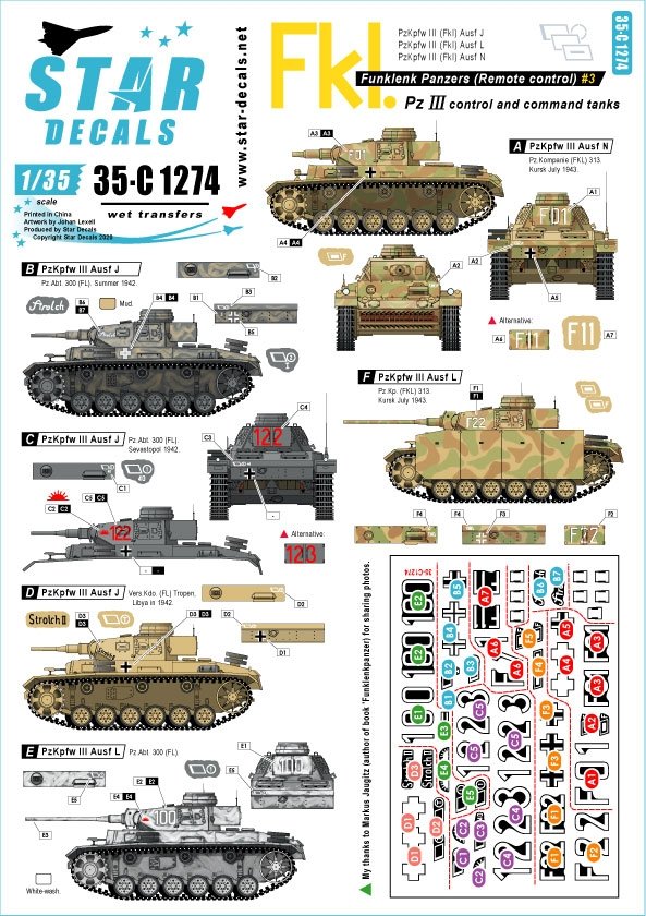 Star Decals 35-C1274 Chars Funklenk allemands n° 3 1/35