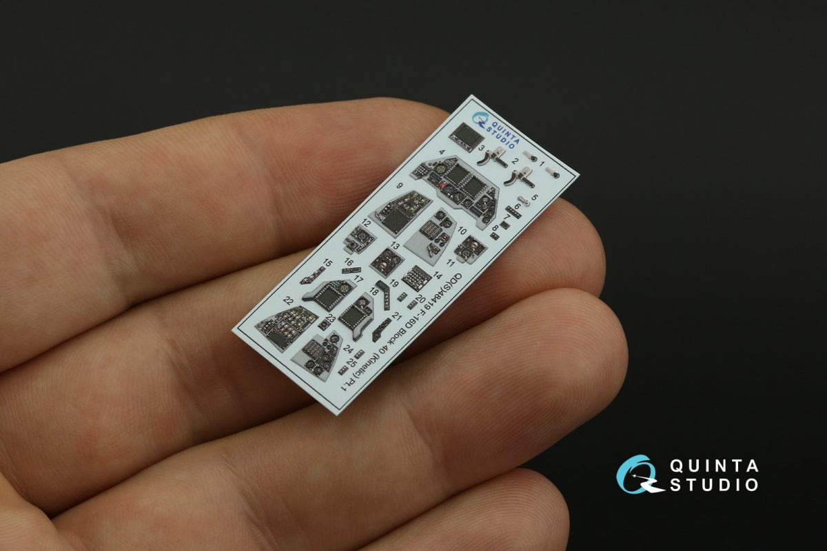 Quinta Studio QD48419 F-16D block 40 3D-Printed &amp;amp; colored Interior on decal paper (Kinetic 2022 tool) 1/48 – obrázek 5