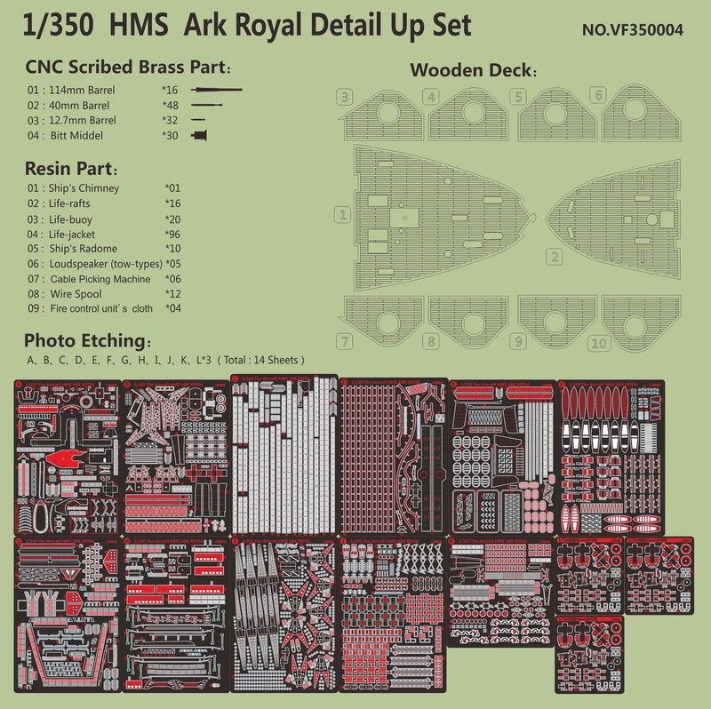 Very Fire VF350004 HMS Ark Royal Detail Up Set Trumpeter 65307 1/350 – image 2