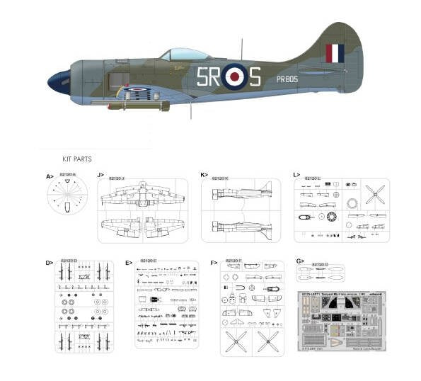 Eduard 82125 Tempest Mk.II late version Profipack edition 1/48 – obrázek 3