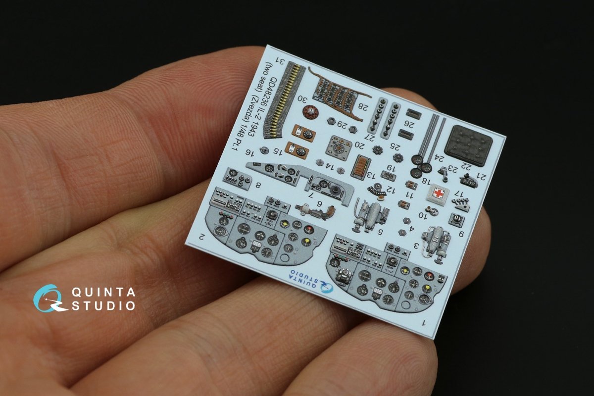 Quinta Studio QD48236 IL-2 1943 (two-seat) 3D-Printed &amp;amp; colored Interior on decal paper (for Zvezda kit) 1/48 – image 4