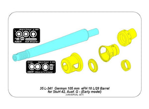Aber 35L-341 Barrel for German Early Self-Propelled Howitzer StuH 42G / German 105 mm eFH 18 L/28 Barrel for StuH 42, Ausf. G Early 1/35