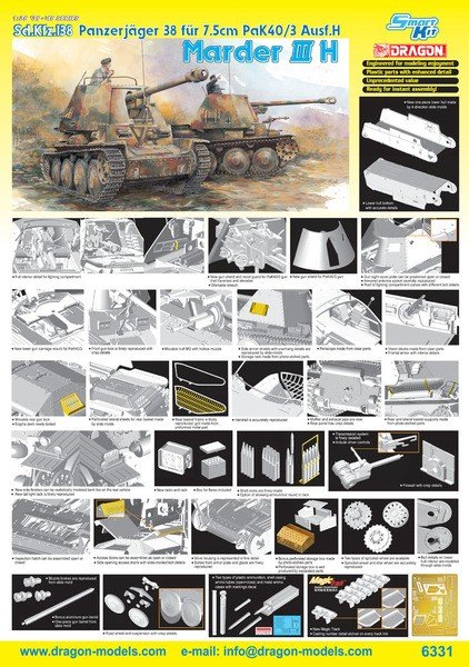 Dragon 6331 Sd.kfz 138 Panzerjager 38 fur 7.5cm Pak 40/3 Ausf H Marder III H 1/35 – Bild 2