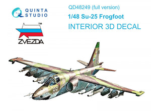 Quinta Studio QD48249 Su-25 3D-Printed &amp;amp; colored Interior on decal paper (Zvezda) 1/48