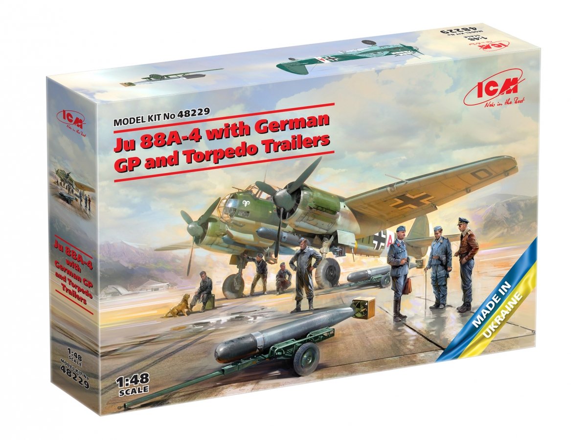ICM 48229 Ju 88A-4 with German Ground Personnel and Torpedo Trailers 1/48 – image 2