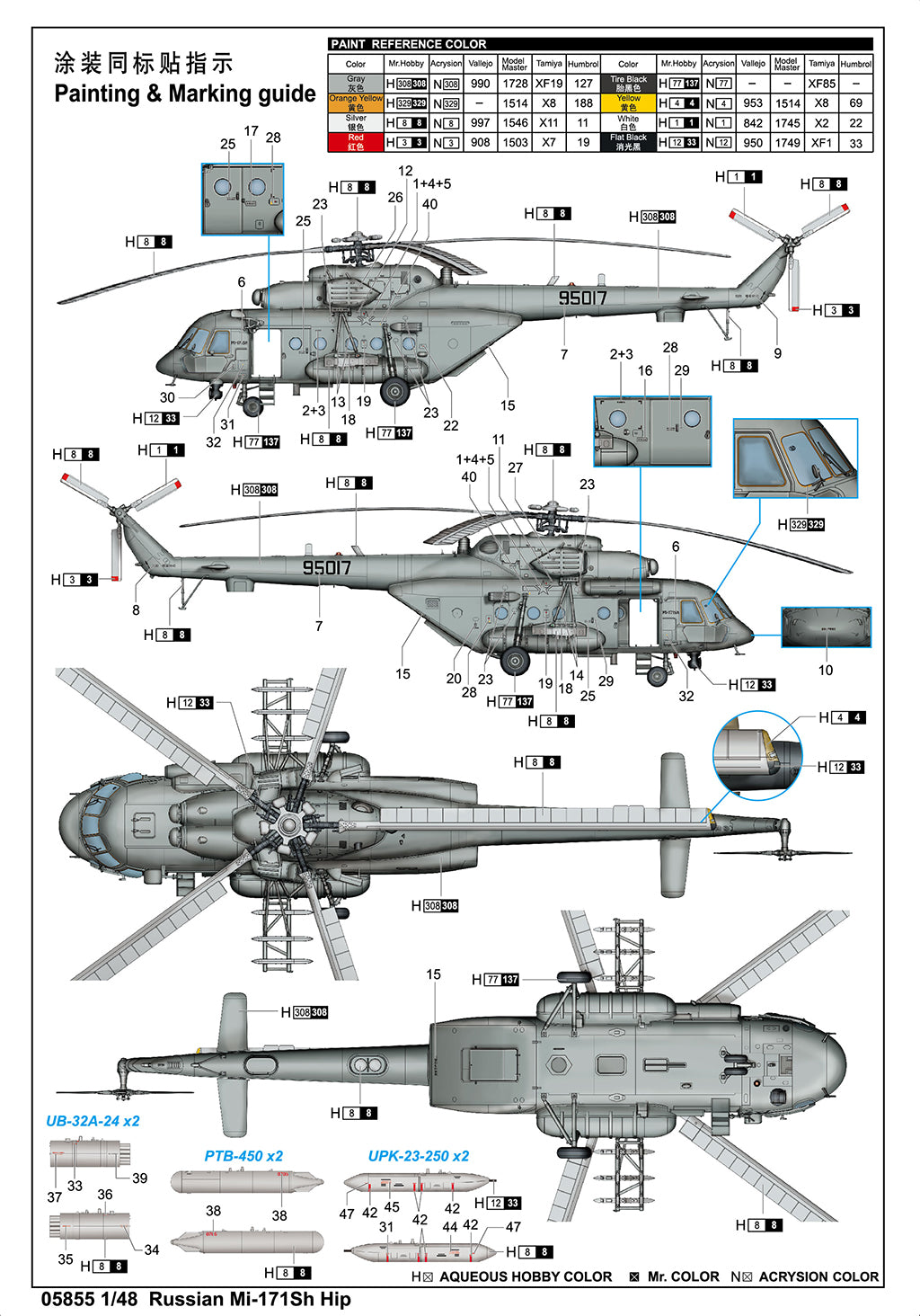 Trumpeter 05855 Russian Mi-171Sh Hip 1/48 – obrázek 3
