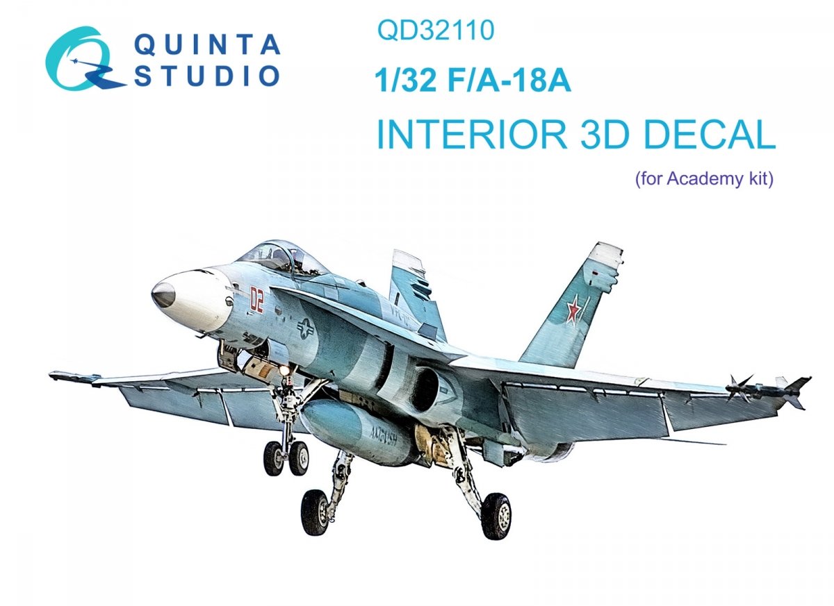 Quinta Studio QD32110 F/A-18A 3D-Printed &amp;amp; colored Interior on decal paper (Academy) 1/32