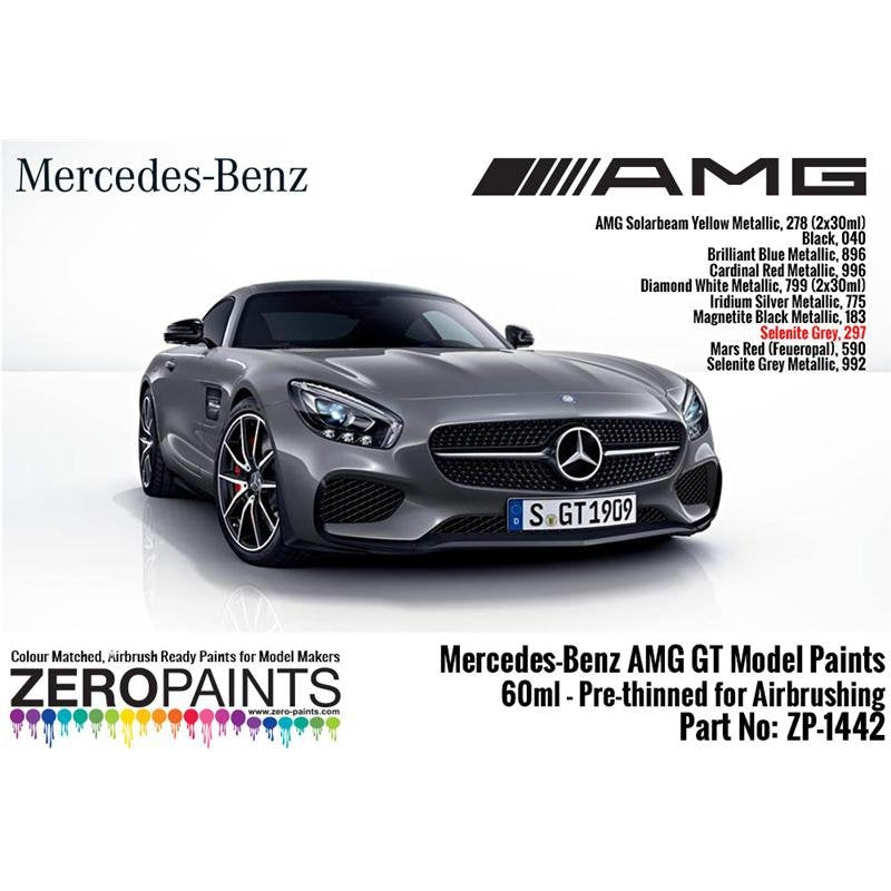 Peinture métallisée Zero Paints ZP-1442-SELENITE pour Mercedes-AMG GT, Gris Sélénite, 60 ml