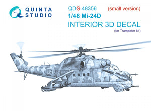 Quinta Studio QDS-48356 Mi-24D 3D-Printed &amp;amp; colored Interior on decal paper (Trumpeter) (Small version) 1/48