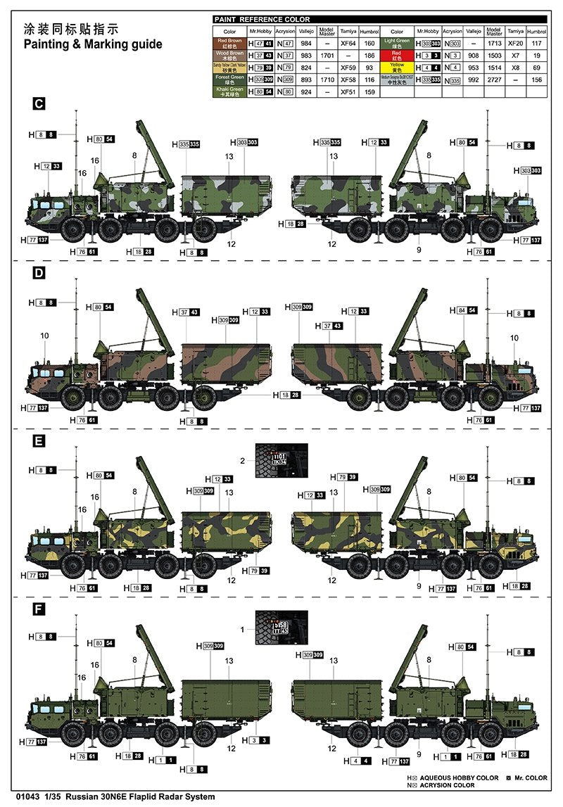 Trumpeter 01043 Russian 30N6E Flaplid Radar System 1/35 – imagen 2