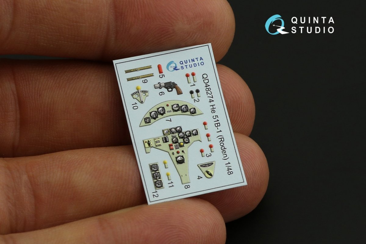Quinta Studio QD48274 He 51B 3D-Printed &amp;amp; colored Interior on decal paper (Roden) 1/48 – image 4