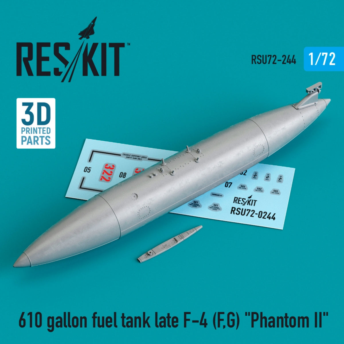 RESKIT RSU72-0244 610 GALLON FUEL TANK LATE F-4 (F, G) &amp;quot;PHANTOM II&amp;quot; (3D PRINTED) 1/72