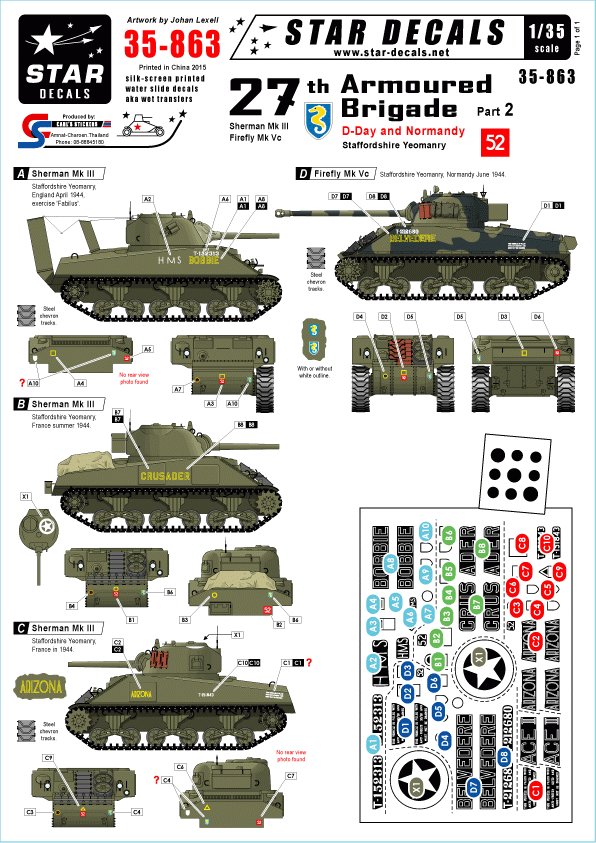 Star Decals 35-863 27th Armored Brigade #2 1/35