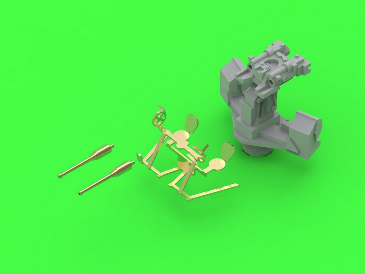 Master SM-350-103 French Twin Gun 37mm/50 (1.46in) Model 1933 – (resin, metal and photo-etched parts) – (4 pcs.) (1/350) – obrázek 4
