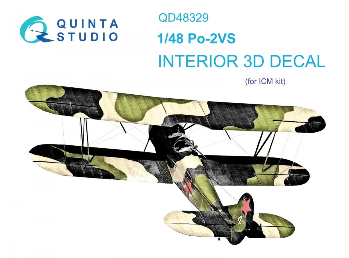 Quinta Studio QD48329 Po-2VS 3D-Printed &amp;amp; colored Interior on decal paper (ICM) 1/48