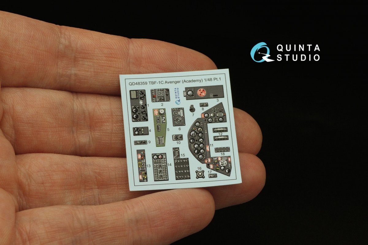 Quinta Studio QD48359 TBF-1 Avenger 3D-Printed &amp;amp; colored Interior on decal paper (Academy) 1/48 – obrázek 4