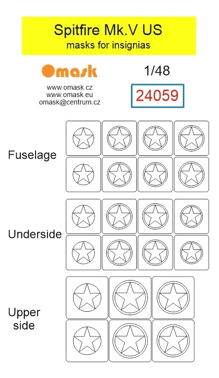 Omask 24059 Spitfire Mk.V US masks for insignias 1/48