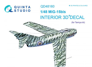Quinta Studio QD48160 MiG-15 bis 3D-Printed &amp;amp; colored Interior on decal paper (for Tamiya kit) 1/48