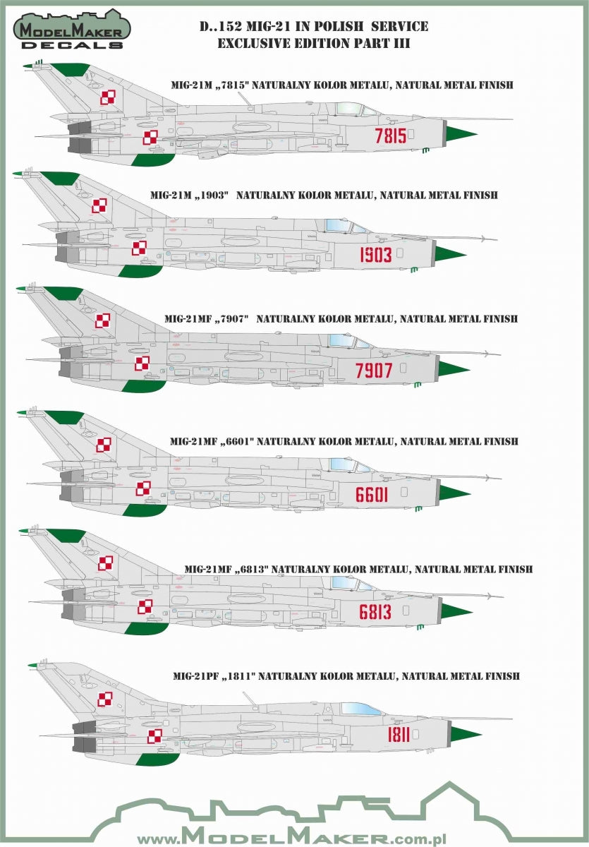 Décalcomanies ModelMaker D48152 MiG-21 en service polonais, édition exclusive partie III 1/48 – image 2
