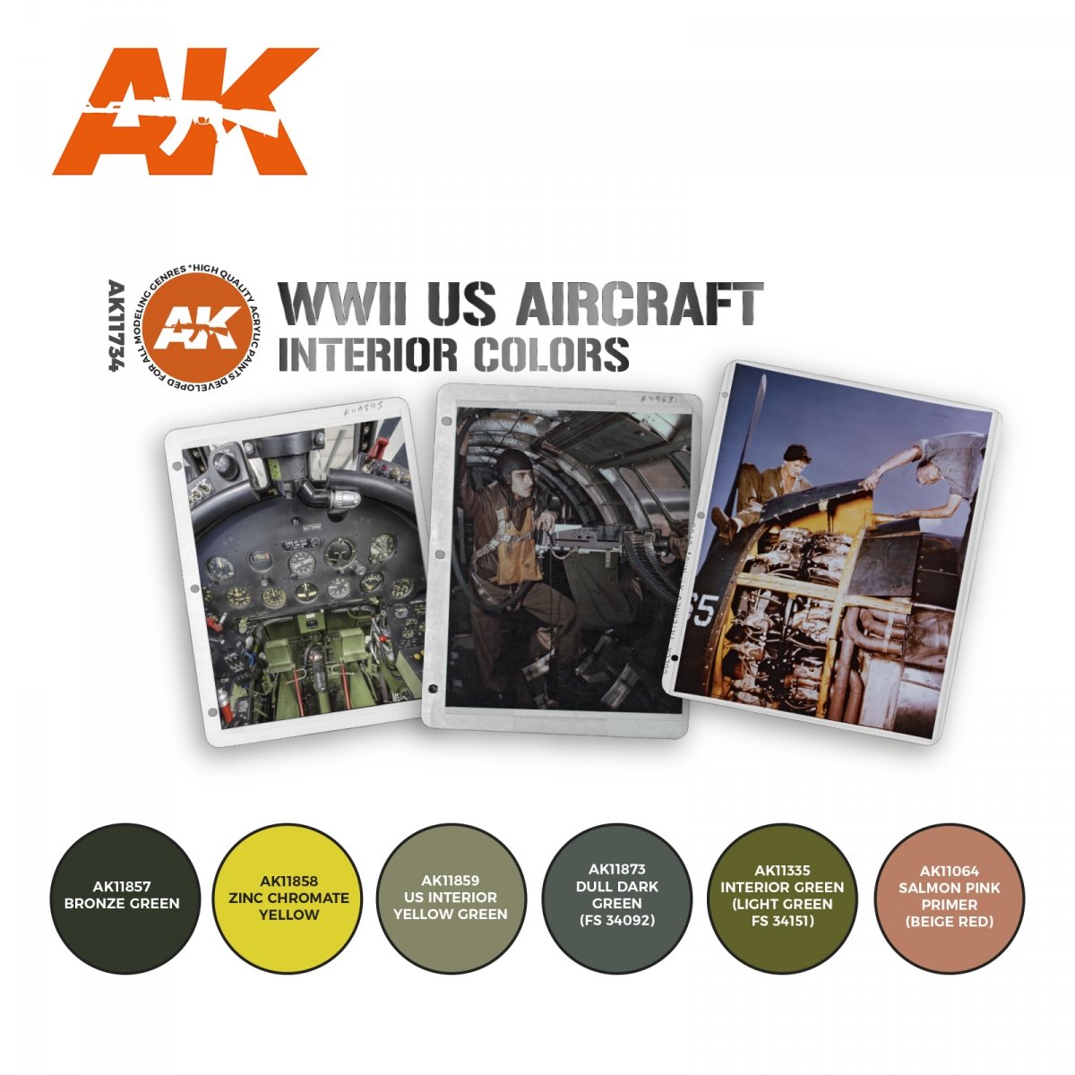 AK Interactive AK11734 WWII US AIRCRAFT INTERIOR COLORS 6x17 ml – image 2