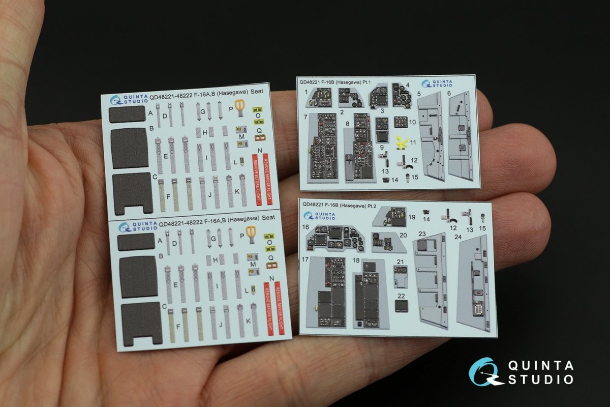 Quinta Studio QD48221 F-16B 3D-Printed &amp;amp; colored Interior on decal paper (Hasegawa) 1/48 – immagine 6