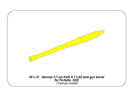 Aber 48L-31 German 3.7 cm KwK A 7 L/42 tank gun barrel for Pz.Kpfw. 38(t) (1/48) – image 9