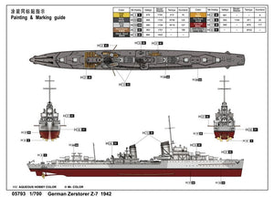 Trumpeter 05793 German Zerstorser Z-7 1942 1/700 – image 2