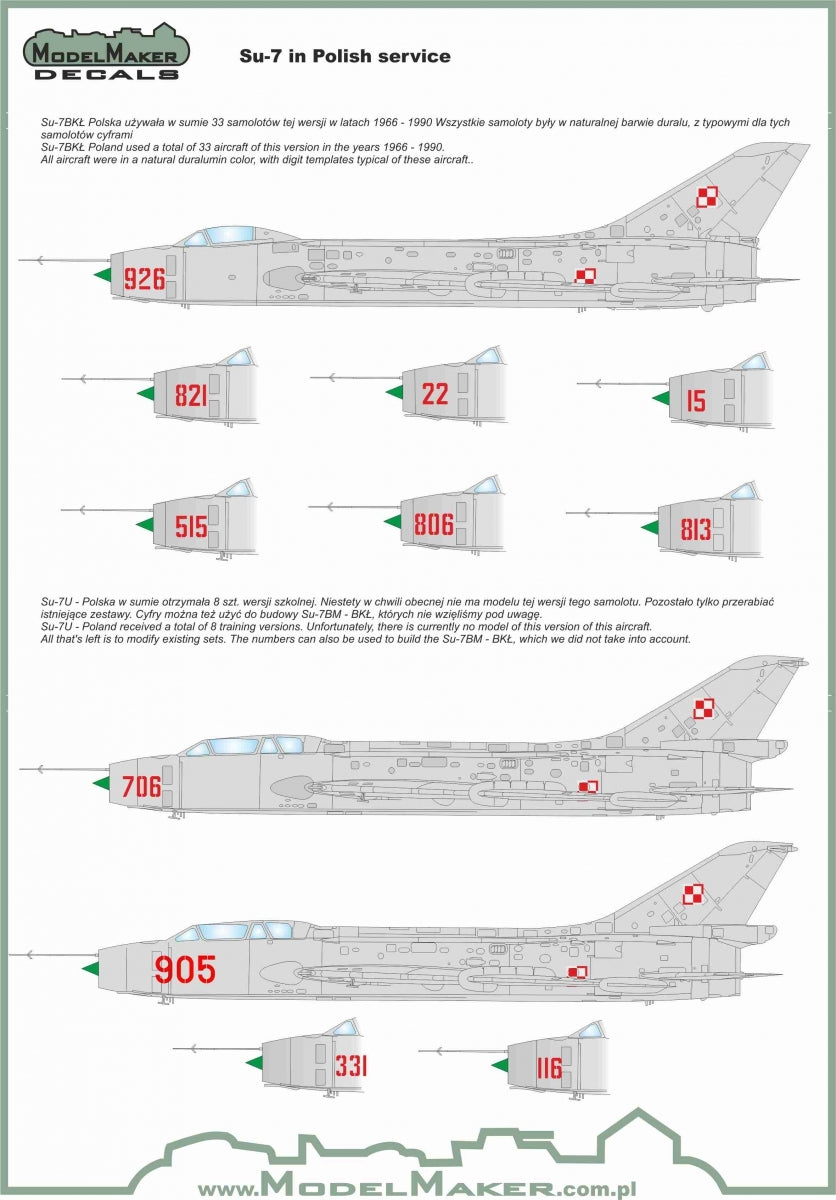 ModelMaker Decals D48009A Su-7 in Polish service 1/48 – zdjęcie 3