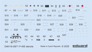 Eduard D48119 P-40E stencils Eduard 1/48