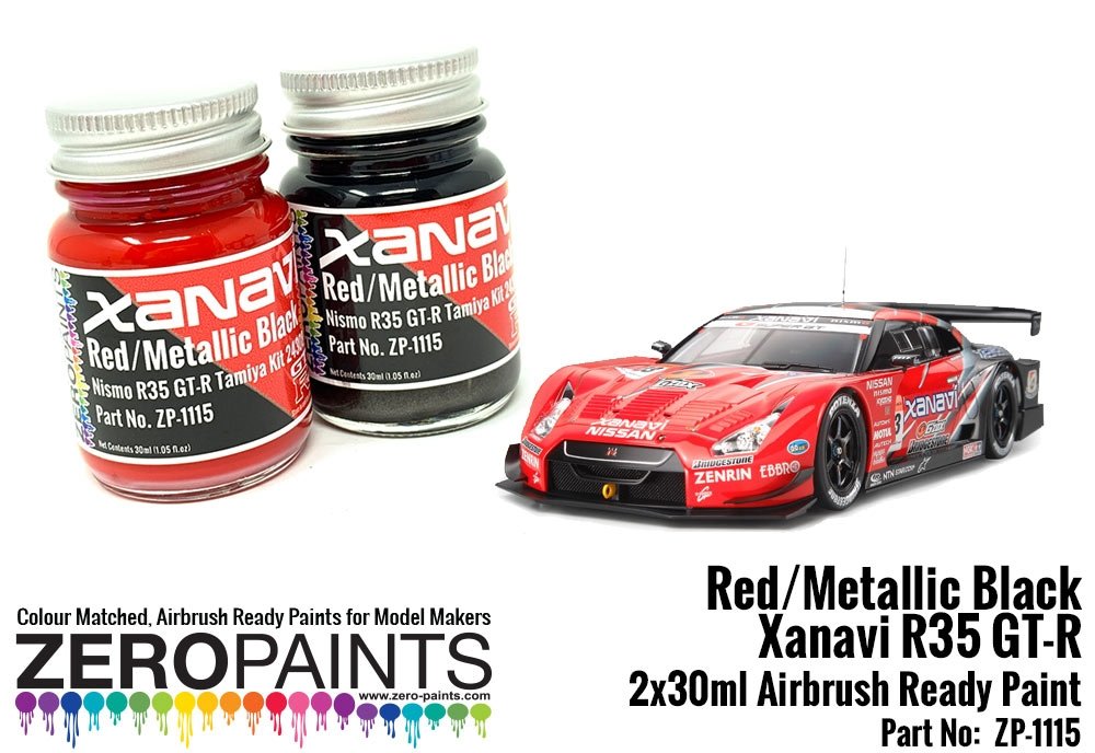 Zero Paints ZP-1115 Xanavi/Motul Nismo GT-R (R35) Red/Met Black Paint Set 2x30ml – image 4