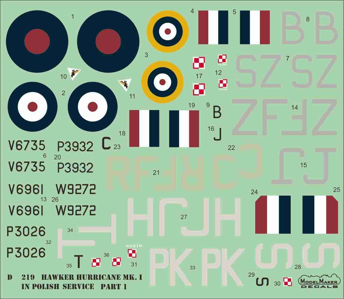 ModelMaker Decals D48219 Hawker Hurricane Mk.I in Polish service part 1 1/48 – image 2